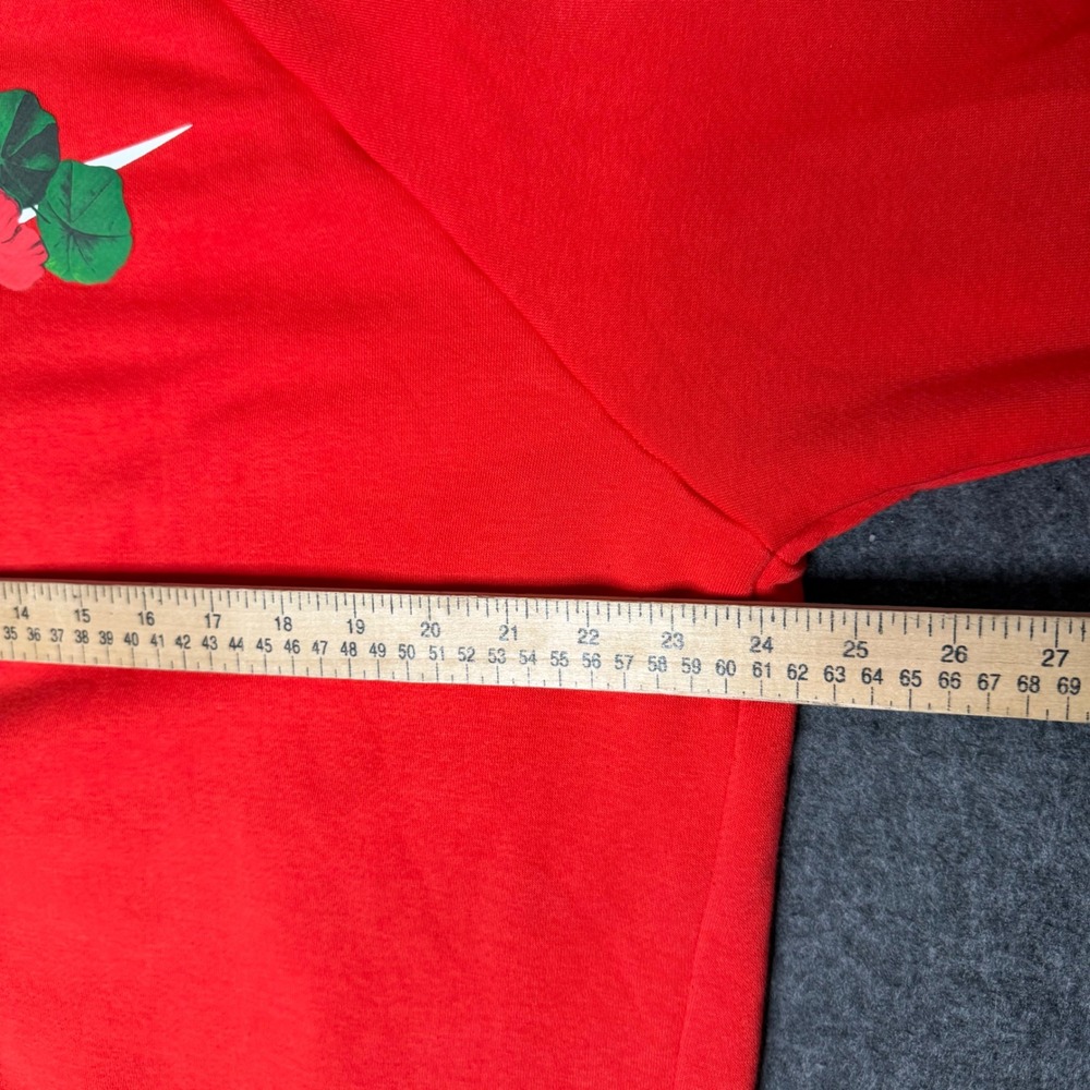 Nike Sportswear Floral Swoosh Quarter Zip Fleece Pullover Red Mens XL Sweatshirt - Picture 7 of 9